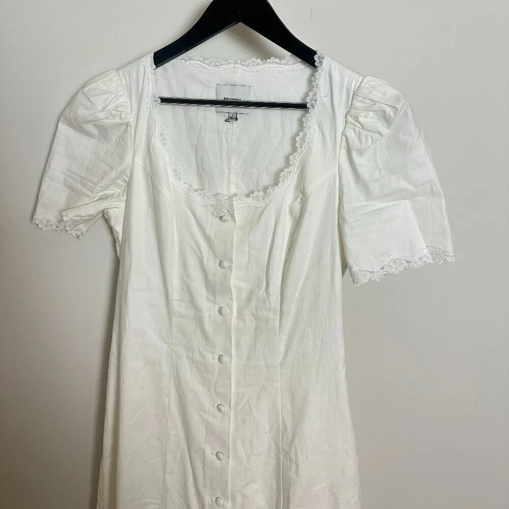 REFORMATION Alida Organic Cotton Button-Up Midi Dress in White Size US 4 - Picture 5 of 15